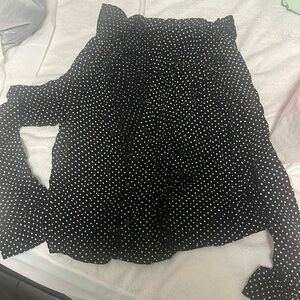 Black and white polka dot button down